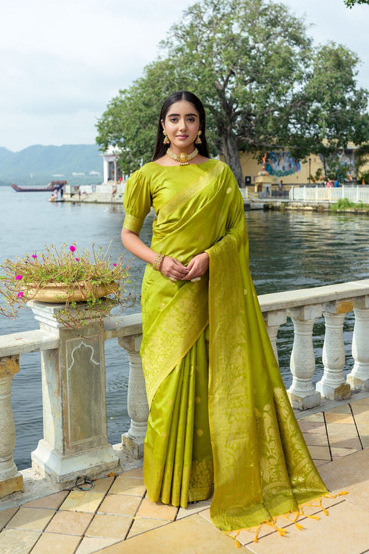 Mehendi Green Premium Soft Silk Zari Weaving Saree