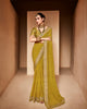 Mehendi Green Heavy Georgette Traditional Printed Border Embroidered Saree