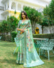 Green Soft Linen Cotton Digital Printed Summer Saree