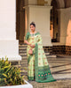 Light Green Banarasi Soft Silk Patola Zari Weaving Pattern Saree