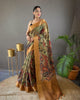 Mint green pure tussar silk kalamkari digital printed saree