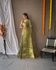 Mint Green Classic Tissue Silk Zari Weaving With Mango Border Saree