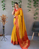 Mustard Yellow Pure Organza Jacquard Border Saree