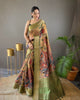 Mustard Yellow pure tussar silk kalamkari digital printed saree