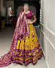 Mustard Yellow Tussar Silk Patola Print Semi Stitched Lehenga Choli