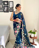 Navy Blue Designer Heavy Georgette Sequence Embroidered Work Saree