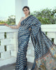 Navy Blue Elegant Tissue Silk Lehriya Printed Saree