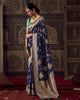 Navy Blue Pure Dola Silk Meenakari Weaving Traditional Saree