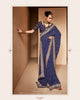 Navy Blue Heavy Georgette Traditional Printed Border Embroidered Saree