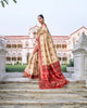 Off-White Banarasi Soft Silk Patola Zari Weaving Pattern Saree