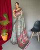 Off-White Pure Malai Cotton Traditional Digital Print Saree