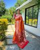 Orange Traditional Pure Soft Paithani Silk Zari Weaving Saree