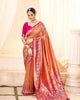 Orange Handloom Zari Weaving Traditional Saree