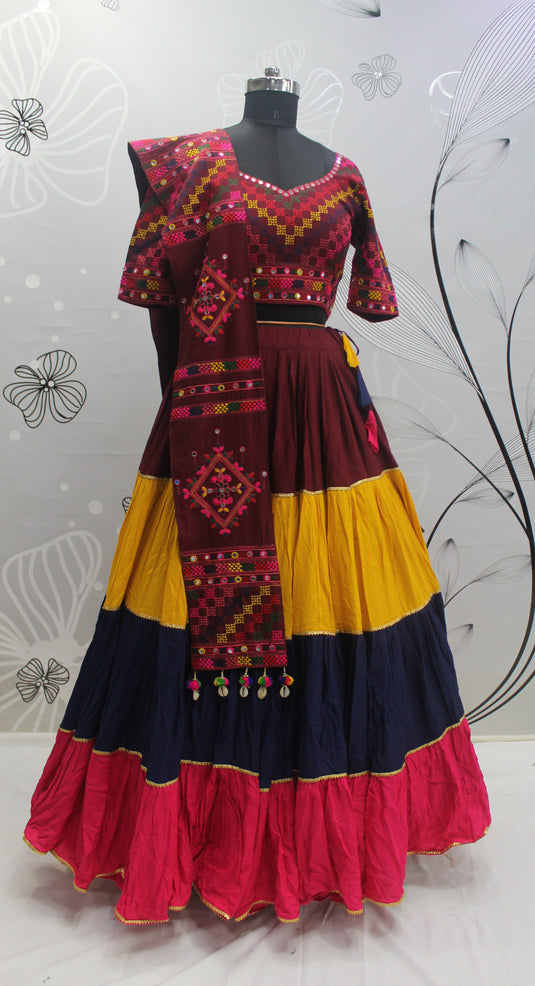 Multi-Color Viscose Rayon Printed Semi Stitched Lehenga Choli