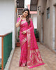 Pink Premium Dola Silk Traditional Bandej Saree With Zari Weaving Border