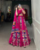 Pink Rayon Printed Silk Fully Stitched Lehenga Choli