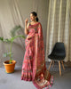 Pink Malai Cotton Kalamkari Print Saree