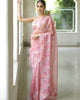 Pink Elegant Pure Organza Thread Embroidered Saree