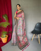 Pink Pure Malai Cotton Traditional Digital Print Saree