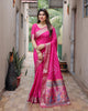 Pink Premium Dola Silk Traditional Bandej Saree With Zari Weaving Border