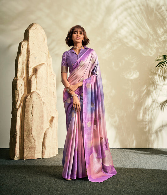 Purple Asopalav Silk Handloom Khadi Designer Saree