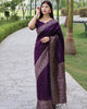 Purple Elegant Handloom Raw Silk Rich Weaving Pallu Saree