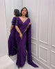 Purple Pure Crepe Silk Handwork Border Saree