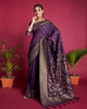 Purple Banarasi Raw Silk Zari Weaving Traditional Saree