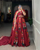 Red Rayon Printed Silk Fully Stitched Lehenga Choli