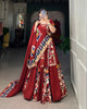 Red Rayon Printed Silk Fully Stitched Lehenga Choli