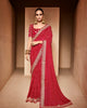 Red Heavy Georgette Traditional Printed Border Embroidered Saree