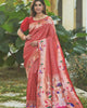 Red Banarasi Soft Silk Paithani Zari Weaving Border Traditional Saree