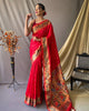 Red Paithani Soft Silk Peacock Motif Saree