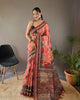 Red pure soft cotton tussar silk elegant print saree