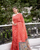 Red Elegant Tissue Silk Lehriya Printed Saree