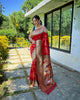 Red Traditional Pure Soft Paithani Silk Zari Weaving Saree