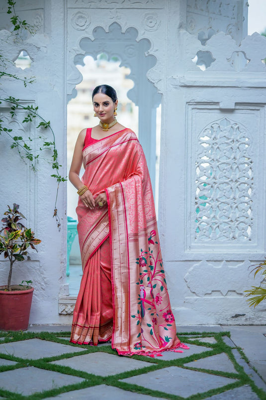 Dark Pink Soft Kanjivaram Silk Rich Paithnai Pallu Traditional Saree