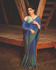 Royal Blue Trendy 3D Velvet Chiffon Ombre Saree With Sequence Embroidered Blouse