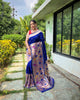 Royal Blue Classic Pure Paithani Traditional Border Zari Weaving Saree