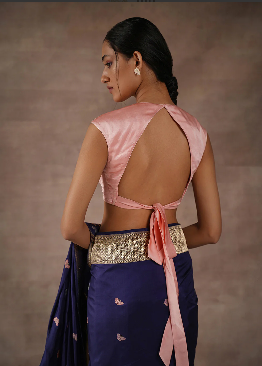 Pink Pack Neck Sleeveless Backless Custom Made Blouse