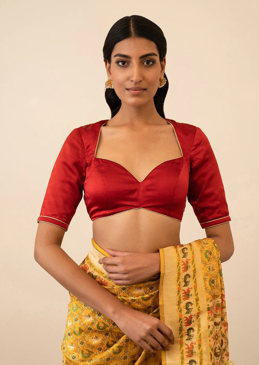 Red Sweetheart Neck Backless Custom Made Blouse