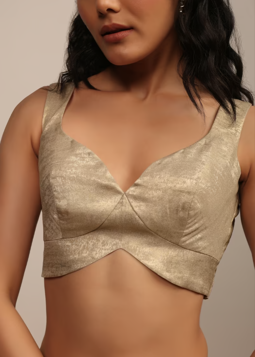 Golden Shimmer Sweetheart Neck Custom Made Blouse