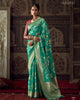 Sea Green Pure Dola Silk Meenakari Weaving Traditional Saree