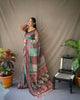 Sky Blue Classic Soft Cotton Kalamkari Digital Print Saree