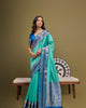 Sky Blue Soft Desi Tussar Silk Bandhani Weaving Pattern saree