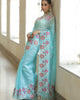 Sky Blue Elegant Pure Organza Thread Embroidered Saree