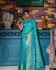 Sky Blue Banarasi Raw Silk Zari Weaving Traditional Saree