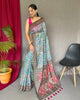 Sky Blue Pure Malai Cotton Traditional Digital Print Saree