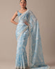 Sky Blue Abstract Digital Printed Designer Saree