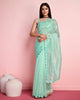 Sky Blue Twill Net Sequence Embroidered Work Saree